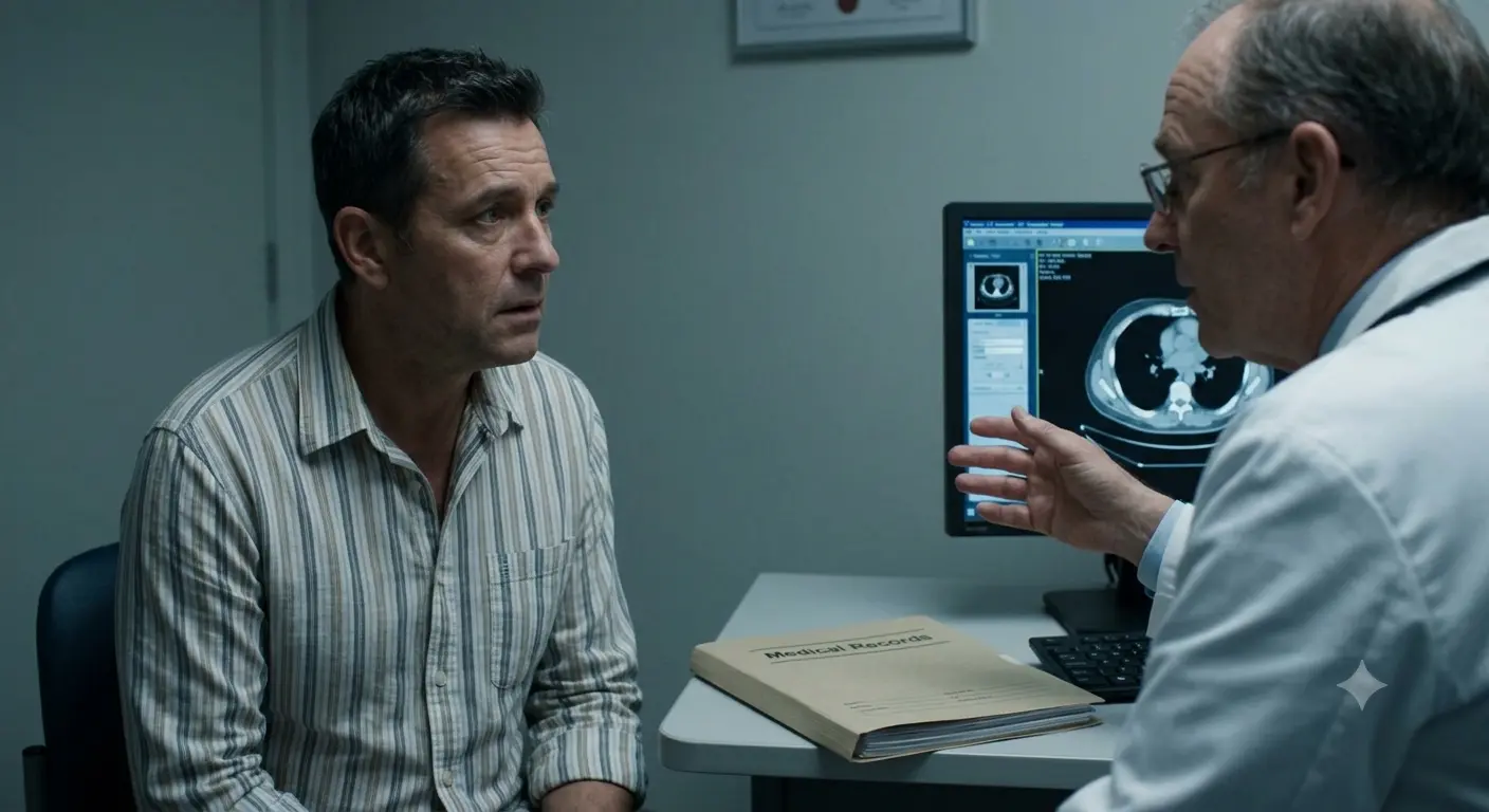 Patient receiving a cancer diagnosis from a doctor