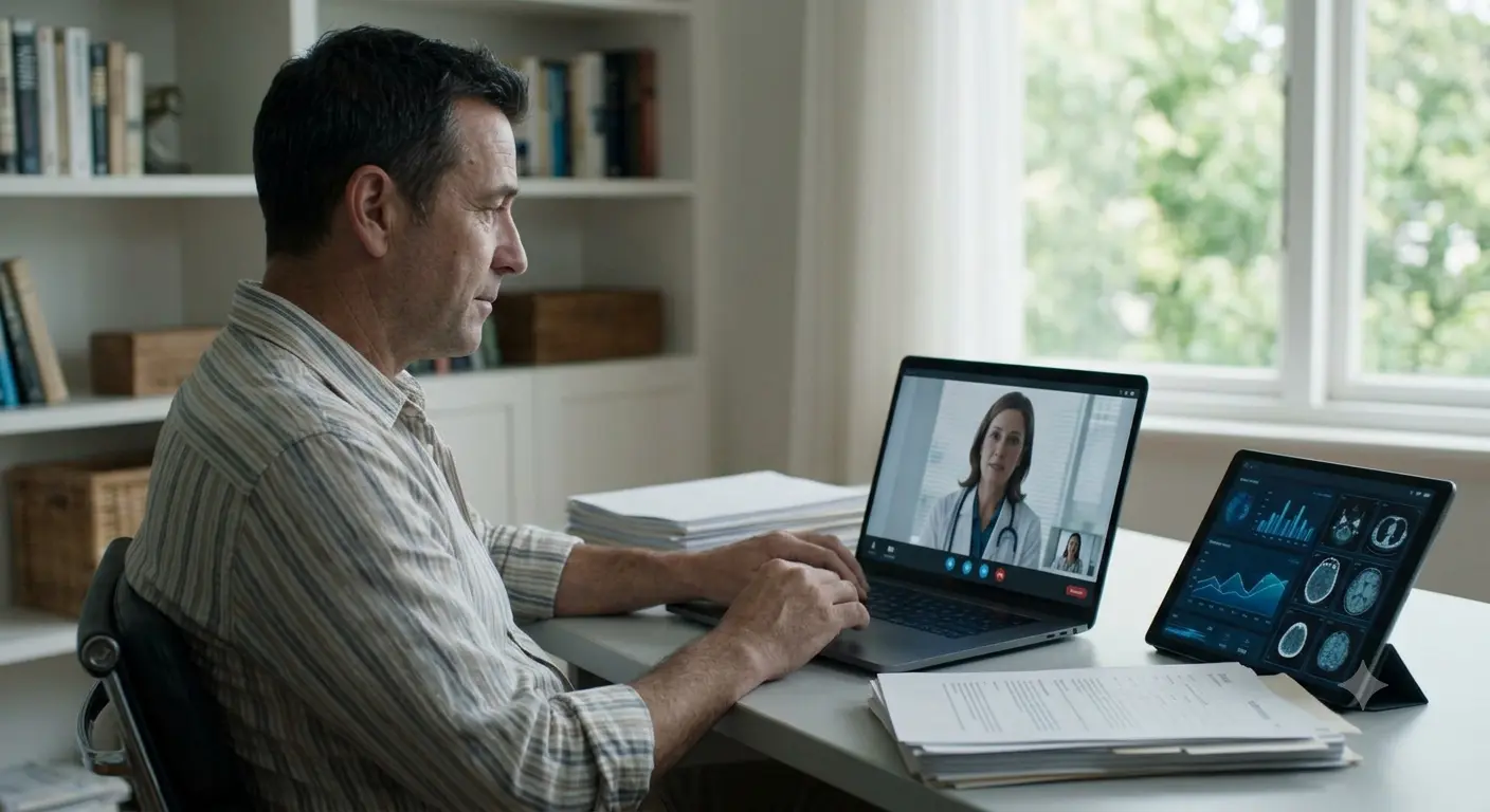 Doctor conducting a video consultation with a patient